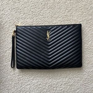 Saint Laurent YSL Monogram Large Pouch in Smooth Leather